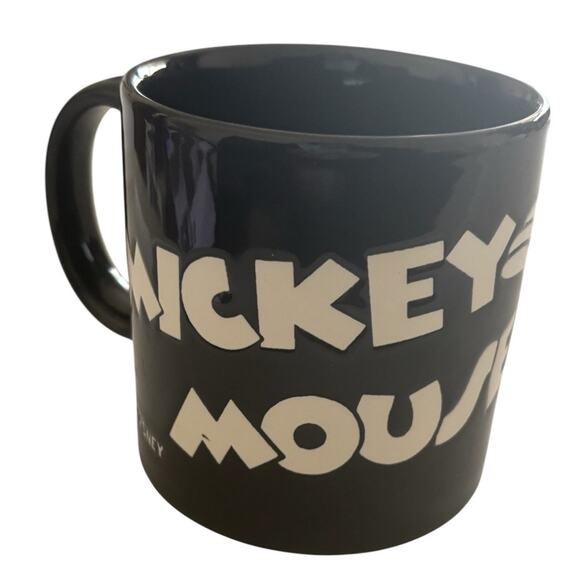 Vtg Disney Cartoon Mickey Mouse Coffee Mug Embossed Black and White 1980s 8oz - Picture 2 of 6